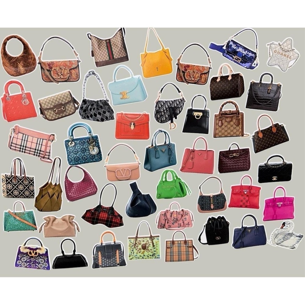 Handbag Purse Sticker Set 12 Individual Cut Tiny Tote Stickers (You choose 12)